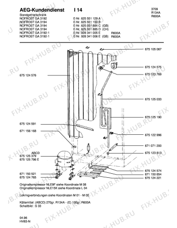 Взрыв-схема холодильника Aeg ARC3194GA - Схема узла Freezer cooling system